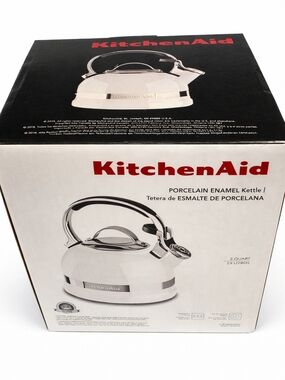 KitchenAid White Stovetop Whistling Kettle with Polished Chrome Accents
